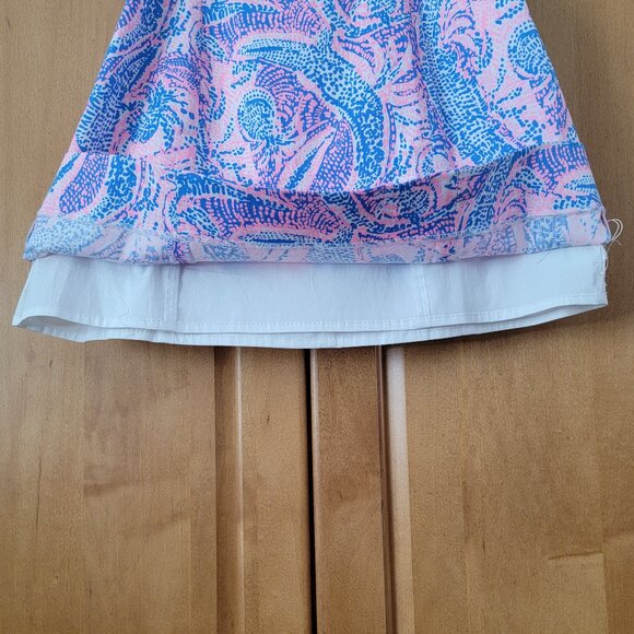 Lilly Pulitzer Coastal Blue Pink Mini Dress Spaghetti Straps Open Tie Back - 00 - Picture 6 of 16